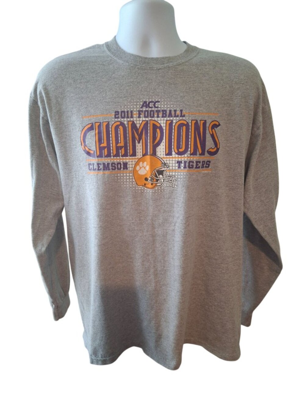 Clemson Tigers 2011 ACC Champions Shirt Mens L Gray Long Sleeve NCAA Football